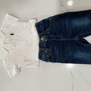 Ralph Lauren White Polo Shirt and Jeans Infants